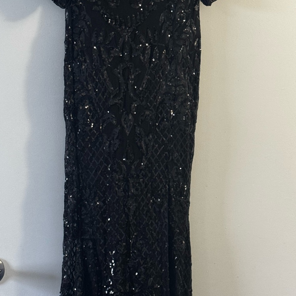Fashion Nova Elegant Black Sequin Maxi Dress